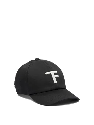 Tom Ford Black Baseball Cap With Logo Embroidery On The Front And Logo Lettering On The Rear In Cotton Man In Black