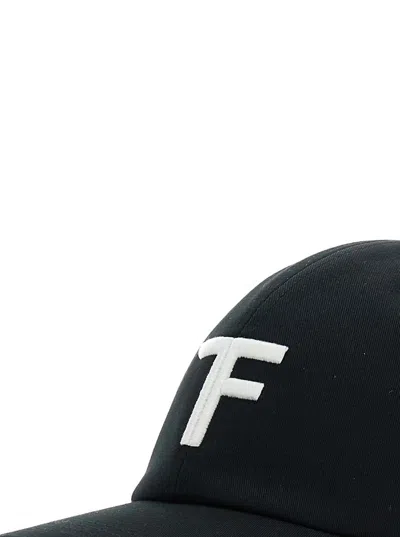 Tom Ford Black Baseball Cap With Logo Embroidery On The Front And Logo Lettering On The Rear In Cotton Man In Black
