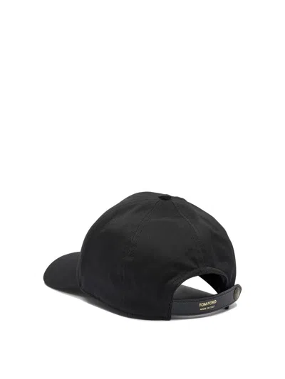Tom Ford Black Baseball Cap With Logo Embroidery On The Front And Logo Lettering On The Rear In Cotton Man In Black