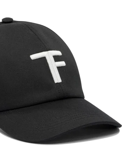 Tom Ford Black Baseball Cap With Logo Embroidery On The Front And Logo Lettering On The Rear In Cotton Man In Black