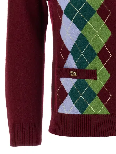Ganni Womens Tawny Port Rhombus-print Round-neck Wool And Cashmere Cardigan Xl In Brown