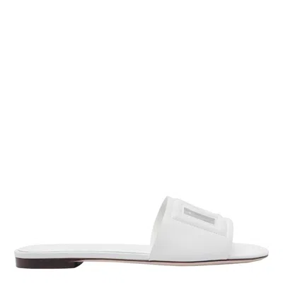 Dolce & Gabbana Leather Dg Millennials Slides In White