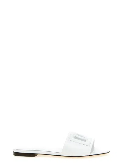 Dolce & Gabbana Leather Dg Millennials Slides In White