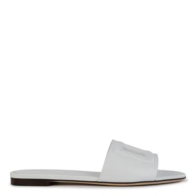 Dolce & Gabbana Leather Dg Millennials Slides In White