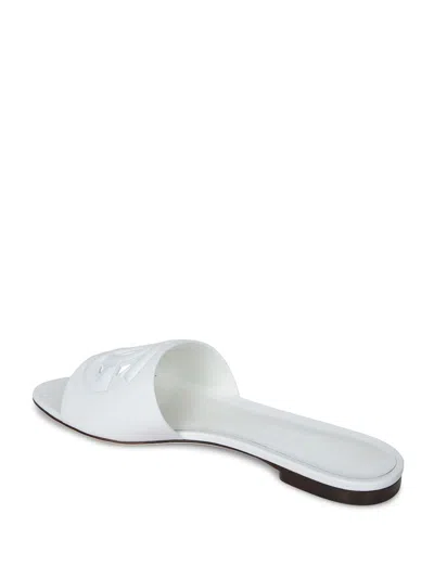 Dolce & Gabbana Leather Dg Millennials Slides In White