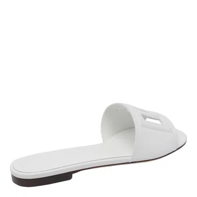 Dolce & Gabbana Leather Dg Millennials Slides In White