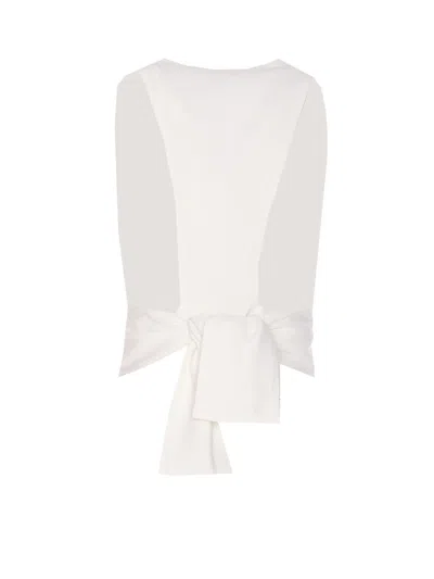 Elisabetta Franchi Sleeveless V-neck Bow Detail Jacket In White