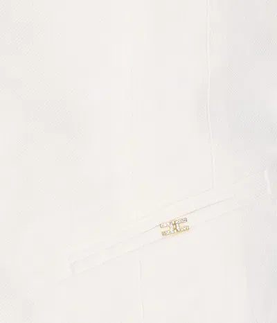 Elisabetta Franchi Sleeveless V-neck Bow Detail Jacket In White