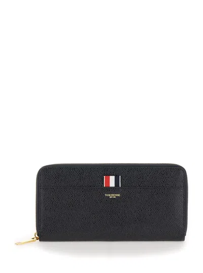 Thom Browne Black Wallet With Front Logo Detail In Leather Woman In Black