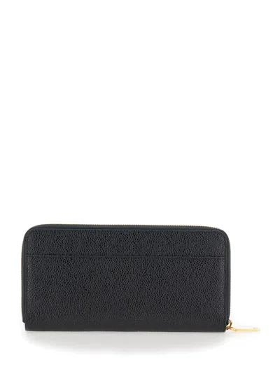 Thom Browne Black Wallet With Front Logo Detail In Leather Woman In Black