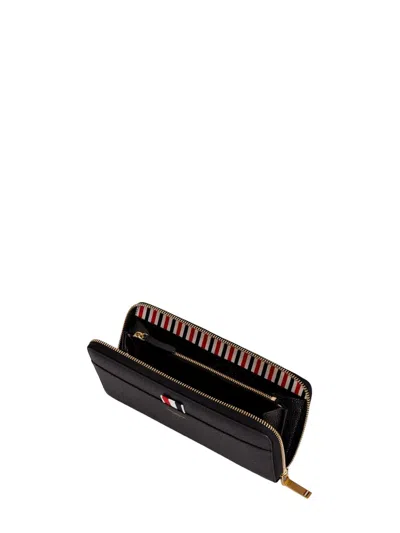Thom Browne Black Wallet With Front Logo Detail In Leather Woman In Black
