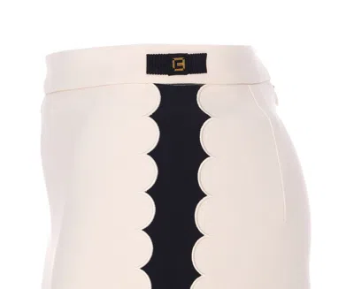 Elisabetta Franchi Multicolor High-waisted Shorts With Scalloped Hem In Neutral