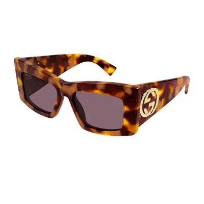 Gucci Gg1842s Linea Emblem 003 Havana Violet Sunglasses In Multi