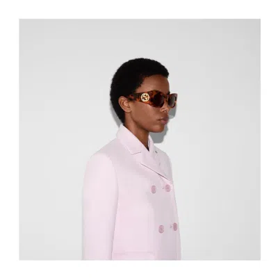 Gucci Gg1842s Linea Emblem 003 Havana Violet Sunglasses In Multi