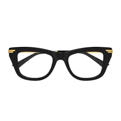 Bottega Veneta Bv1370o Linea Ribbon 001 Black Gold Glasses