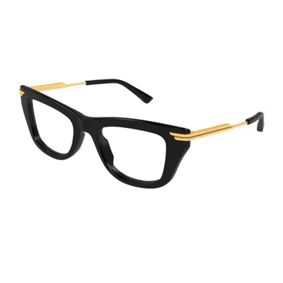 Bottega Veneta Bv1370o Linea Ribbon 001 Black Gold Glasses