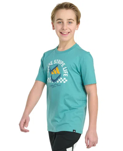 Adidas Originals Big Kid Boys Crew Neck Short Sleeve Regular Fit Graphic T-shirt In Green
