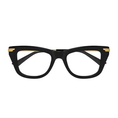 Bottega Veneta Bv1370o Linea Ribbon 001 Black Gold Glasses