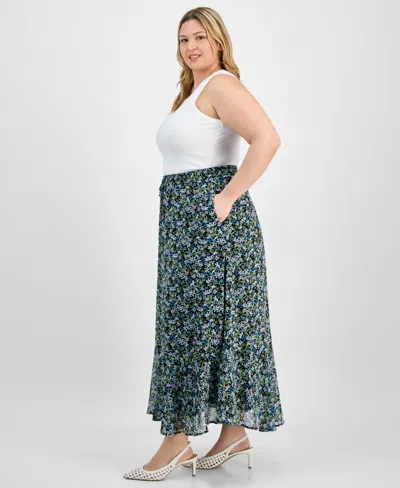 On 34th Trendy Plus Size Floral Femme Drawstring Maxi Skirt, Exclusively At Macy's
