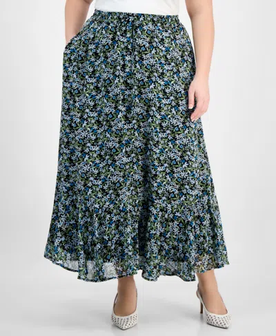 On 34th Trendy Plus Size Floral Femme Drawstring Maxi Skirt, Exclusively At Macy's
