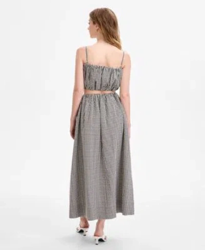 French Connection Womens Gingham Crop Top Gingham Ruched Waist Midi Skirt