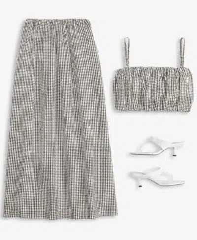 French Connection Womens Gingham Crop Top Gingham Ruched Waist Midi Skirt
