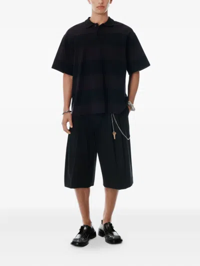 Alexander Wang Marina Striped Piqué Polo Shirt In Blue