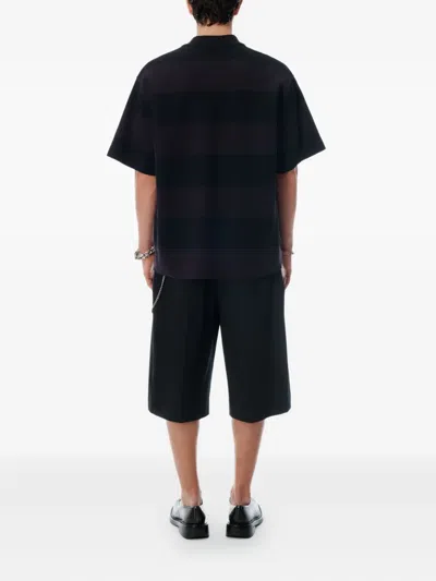 Alexander Wang Marina Striped Piqué Polo Shirt In Blue