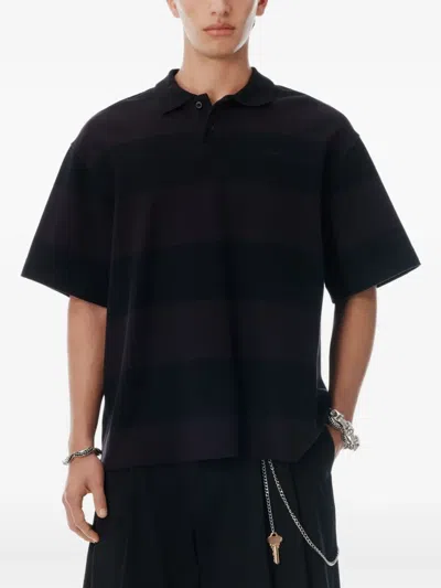 Alexander Wang Marina Striped Piqué Polo Shirt In Blue
