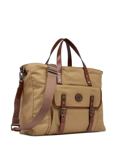 The Bridge Leather-trimmed Canvas Laptop Bag