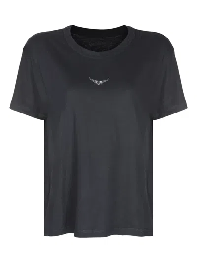 Zadig And Voltaire Crystal-embellished T-shirt In Black