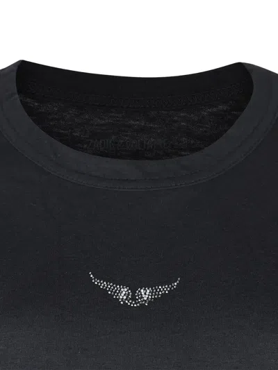 Zadig And Voltaire Crystal-embellished T-shirt In Black