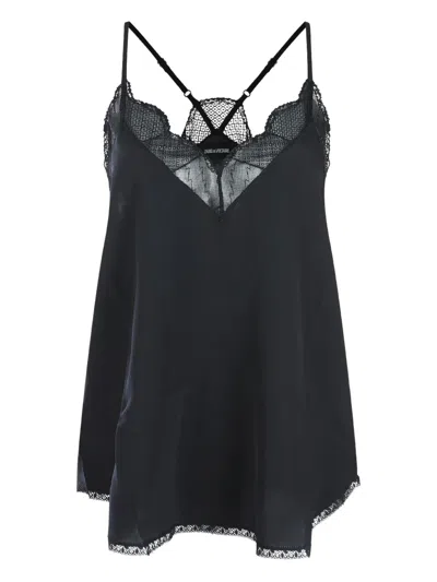 Zadig And Voltaire Silk Top In Black