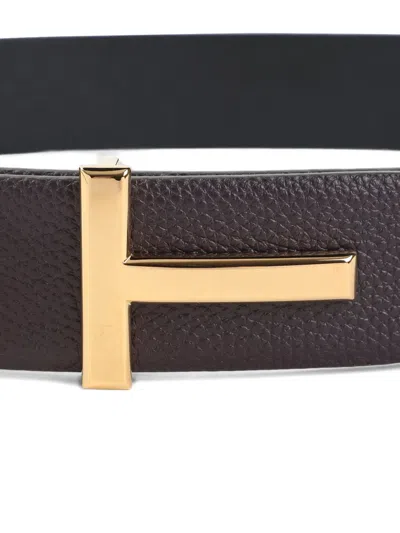 Tom Ford Grained Calf Leather Belt In Brown