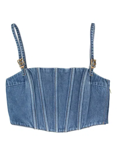 Cult Gaia Lauren Denim Tank Top In Blue