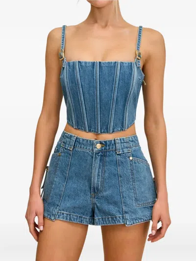 Cult Gaia Lauren Denim Tank Top In Blue