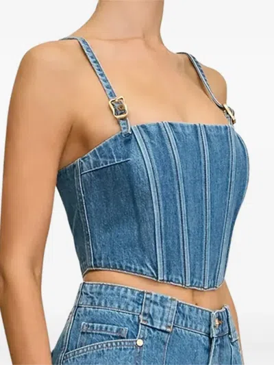 Cult Gaia Lauren Denim Tank Top In Blue