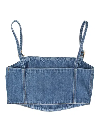 Cult Gaia Lauren Denim Tank Top In Blue
