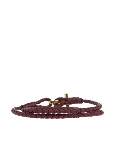 Tom Ford Braided Leather T-bar Bracelet In Brown