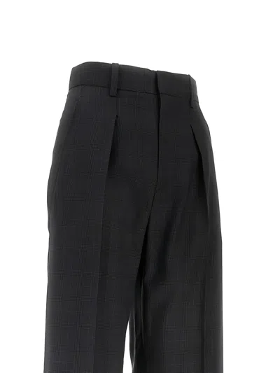 Isabel Marant Pleated-check Wool Trousers In Black