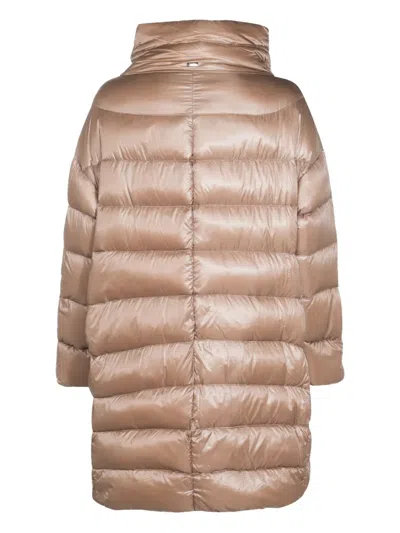 Herno Quilted High-neck Oversized Coat In Brown