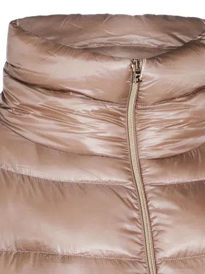 Herno Quilted High-neck Oversized Coat In Brown