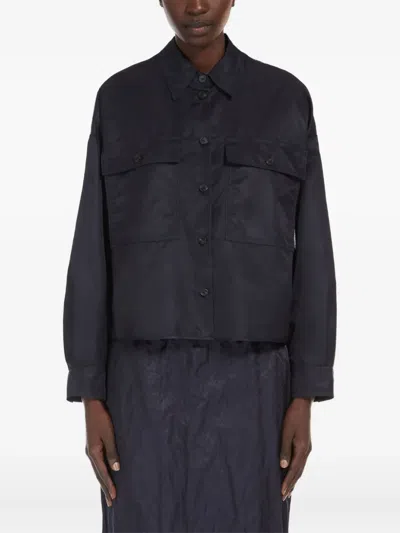 Weekend Max Mara Long-sleeve Flap-pocket Shirt In Black