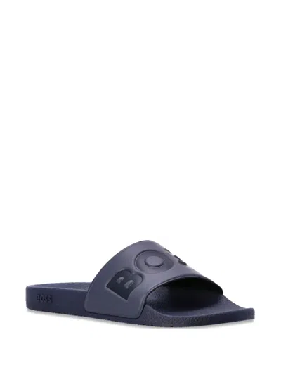 Hugo Boss Logo-embossed Slides In Blue