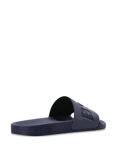 Hugo Boss Logo-embossed Slides In Blue