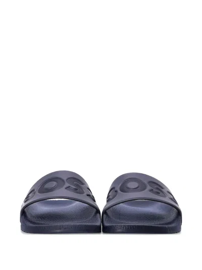 Hugo Boss Logo-embossed Slides In Blue