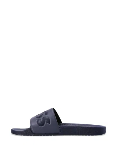 Hugo Boss Logo-embossed Slides In Blue