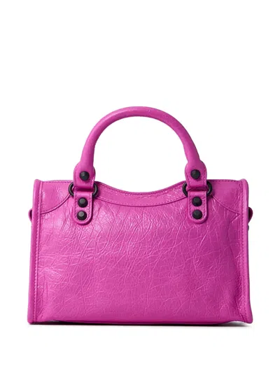 Balenciaga Le City Leather Stud-embellished Tote Bag In Pink