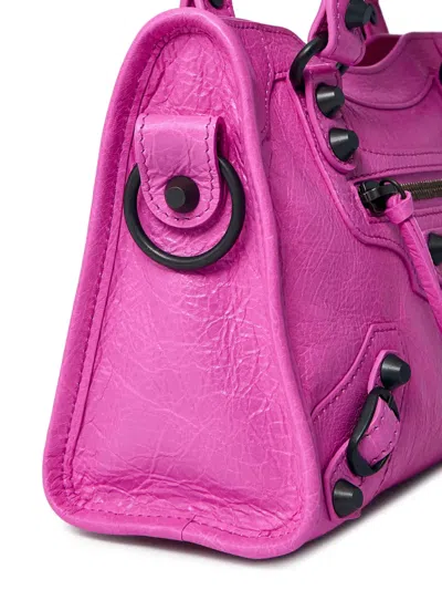 Balenciaga Le City Leather Stud-embellished Tote Bag In Pink