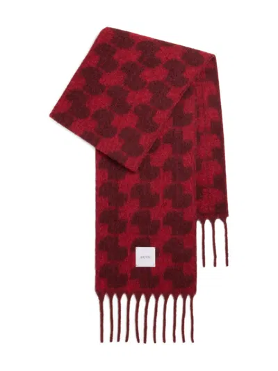 Patou Monogram Fringed Scarf In Red